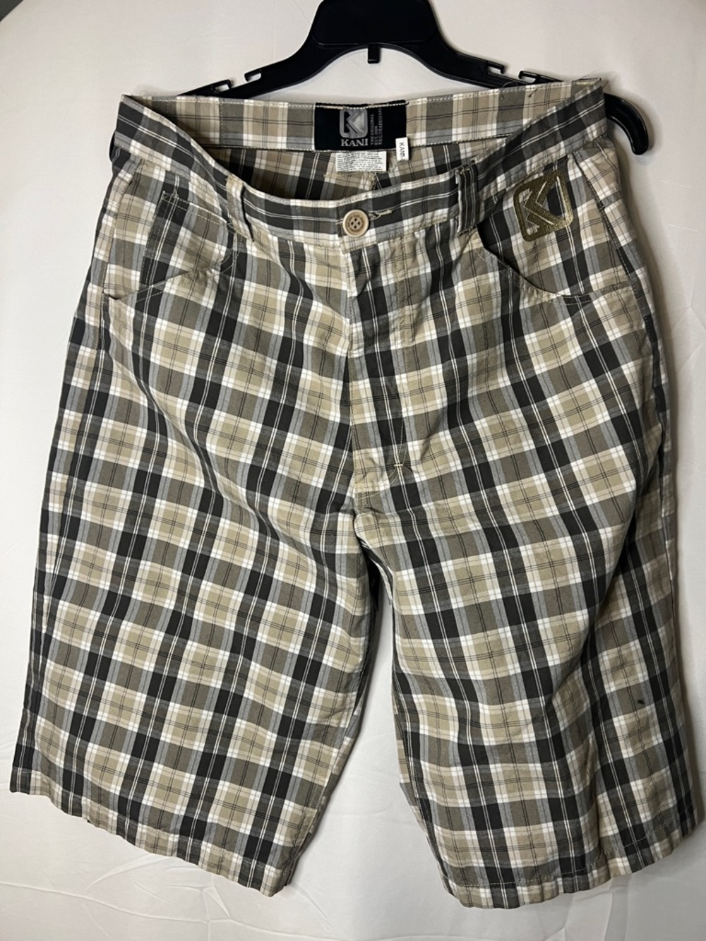 Plaid Men's Shorts in Beige and Black